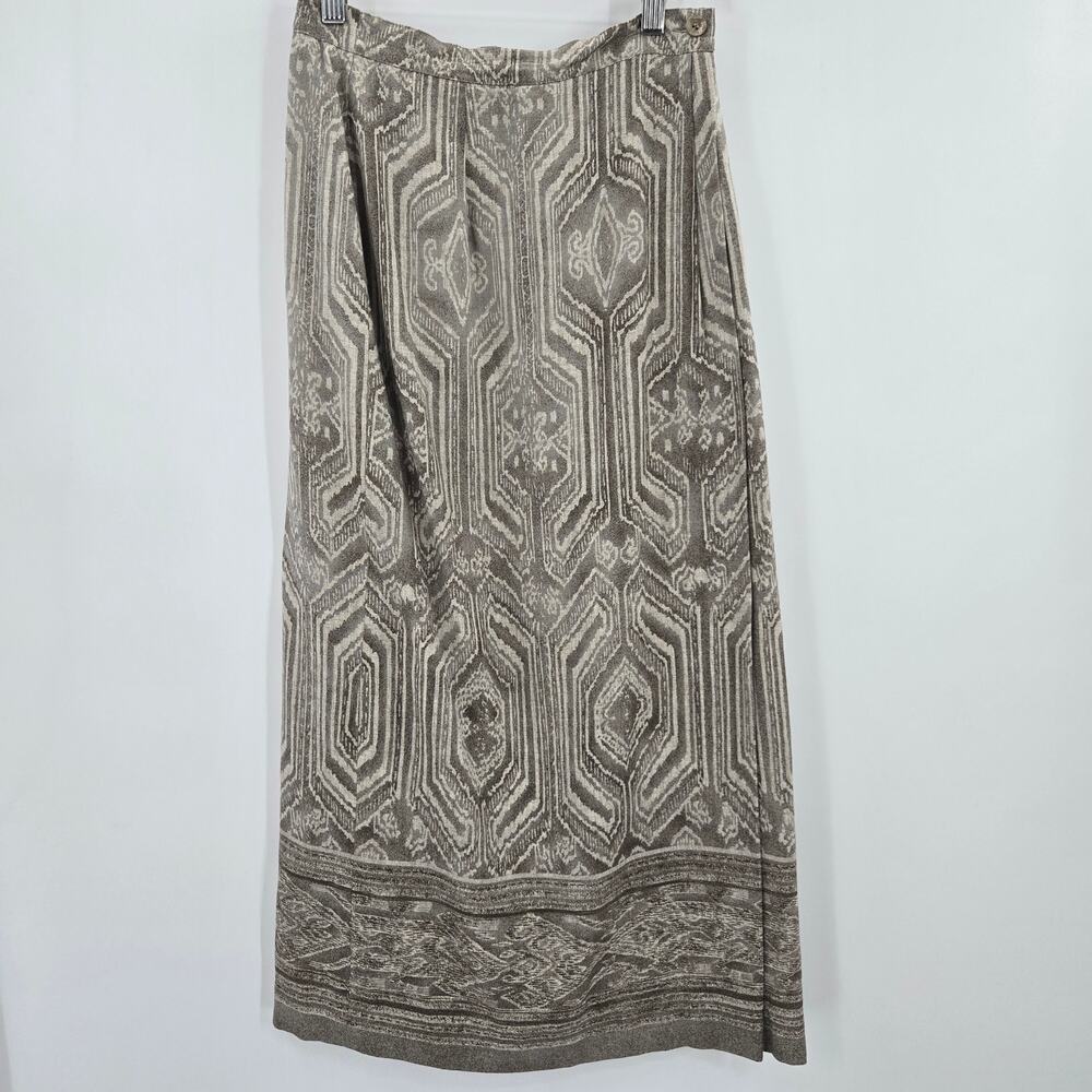 Jones NY Women Vintage 90s Boho Eclectic Festival Earthy Faux Wrap Midi Skirt 4P